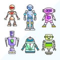 Set of vector cartoon friendly robots