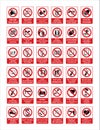 Turkish signage models, hazard sign, prohibited sign, occupational safety and health signs, warning signboard, fire emergency sign Royalty Free Stock Photo
