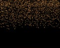Waterfalls golden glitter sparkle-bubbles champagne particles stars black background happy new year holiday concept. Royalty Free Stock Photo