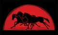 3 Horses running cartoon graphic Royalty Free Stock Photo