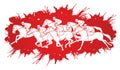 Group of Jockeys riding horse, sport competition cartoon sport graphic