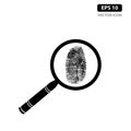 Fingerprint with magnifying glass icon vector identification