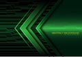 Abstract green arrow light circuit power direction design modern futuristic technology background vector