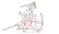 Kung Fu, Wushu with swords, Group of people pose kung fu fighting action graphic