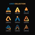 Letter A Logo Collection Template with Yellow and Blue Colors