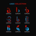 Letter B Logo Collection Template with Red and Blue Colors