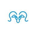 Flat luxury goat  lamb head blue line logo icon design vector illustration Royalty Free Stock Photo