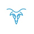 Flat luxury goat  lamb head blue line logo icon design vector illustration Royalty Free Stock Photo