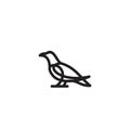 Raven crow black color line outline with isolated background logo icon design vector illustration Royalty Free Stock Photo