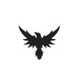 Flying Raven crow black isolated background logo icon design vector illustration Royalty Free Stock Photo