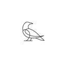 Raven crow black color line outline with isolated background logo icon design vector illustration Royalty Free Stock Photo