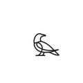 Pigeon dove black line outline isolated background logo icon design vector illustration