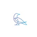 Raven crow blue color line outline isolated white background logo icon design vector illustration Royalty Free Stock Photo