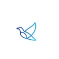 Flying dove pigeon blue color line white background logo icon design vector illustration Royalty Free Stock Photo