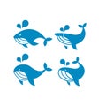 Set collection Whale modern blue flat logo icon design vector illustration