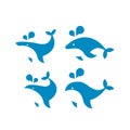 Set collection Whale modern blue flat logo icon design vector illustration