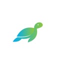 Turtle modern silhouette green flat logo icon design vector illustration Royalty Free Stock Photo