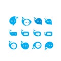 Set collection Whale chat modern bubble conversation flat logo icon design vector illustration