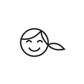 Simple line head child kids logo girls with pigtails vector illustration design