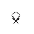 Hat chef, spoon and fork logo icon template Vector illustration design