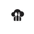 Hat chef, spoon and fork logo icon template Vector illustration design