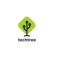 Tech tree technology computer net system vector logo icon illustration design Royalty Free Stock Photo