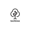 Tech tree technology computer net system vector logo icon illustration design Royalty Free Stock Photo
