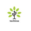 Tech tree technology computer net system vector logo icon illustration design Royalty Free Stock Photo