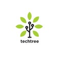 Tech tree technology computer net system vector logo icon illustration design Royalty Free Stock Photo