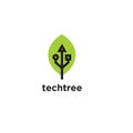 Tech tree technology computer net system vector logo icon illustration design Royalty Free Stock Photo