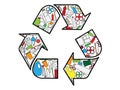 Recycling logo build up from plastic products
