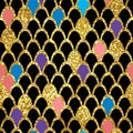 Golden Glitter shining glamour seamless carnival pattern Royalty Free Stock Photo