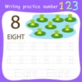 Illustrator of writingWorksheet Writing practice number eight