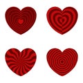 Four spiral and circle heart