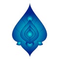 Part of Thai art pattern with blue color seem like leave or drops Vector