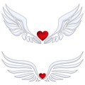 Set of Red heart with angel wings Royalty Free Stock Photo