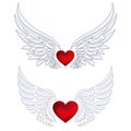 Set of Red heart with angel wings Royalty Free Stock Photo
