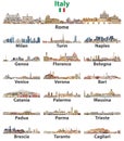 Italy cities cities skylines isolated on white background. Vector high detailed illustration Royalty Free Stock Photo