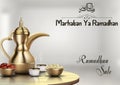 Ramadhan sale with traditional coffee pot and bowl of dates