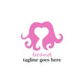 Love hair logo in fancy pink Royalty Free Stock Photo