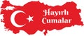 Have a good Friday Turkish Speak: Hayirli Cumalar. Turkey map Vector Illustration. Vector of jumah mubarakah Friday mubarak in tur