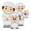 Muslim happy family cartoon vector illustration