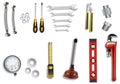 Plumber service icons set on white background