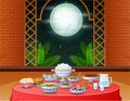 Iftar party with delicious dishes on the dining table Royalty Free Stock Photo