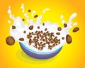 Cereal Bowl with splash milk and cereals vector