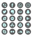Set of popular social media logos, icons facebook instagram twitter whatsapp Royalty Free Stock Photo