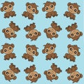 Alloverprint with cute monkeys blue background