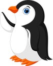 Illustration of Cute penguin cartoon waving Royalty Free Stock Photo