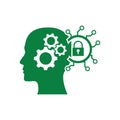 digital human head, brain, technology, head, memory, creative technology mind, artificial intelligence green color icon