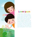 Happy children holding blank signs poster. Template for advertising brochure. Ready for your message. Space for text. cartoon kids Royalty Free Stock Photo